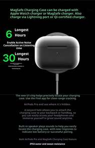 Apple 全新苹果 AirPods Pro 第二代 | 功能齐全 | 外观精美 | USB-C 充电盒 | 主动降噪 | 沉浸式空间音频 | 通透模式 | 适用于 iPhone 的无线蓝牙耳机 | 无线降噪耳机 | MagSafe 磁吸充电 | 便携 | 兼容苹果设备的自适应均衡 - 查看 10
