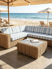 1pc Milk Silk Sofa Cushion Cover, Printed Striped Pattern, High Elasticity Dust-Proof Washable Sofa Slipcover, Suitable For Patio, Garden, Pool Side, Multi-Occasion, Sold Individually - Multicolor - View 5