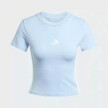 Adidas 三條紋短高腰女ESSENTIALS短袖T卹 - 藍色 - 查看 6