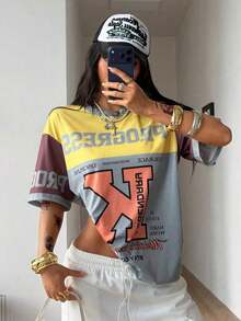 Women's Comfortable White Oversized T-Shirt, Y2K Style, Lip Print, Casual Style, Tropical Vacation, 2026 Fashion, Cute Style, Casual Style. 180g (Sizes S-XXXL) - 彩色 - 查看 7