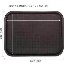 Yarlung - Paquete de 12 bandejas de plástico para comida rápida, 13.7 x 10.5 pulgadas, bandejas rectangulares para cafetería, restaurante, mesa de centro, cocina, fiesta, café - Marrn - Ver 3