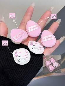 5pcs Mini Puff Set - Cute Puppy Shaped Finger-Press Makeup Sponges, Suitable For Foundation, Concealer, Blush, Highlighter - Compact & Portable For Daily Use - Multicolor - View 2
