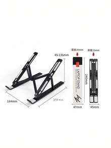 Foldable Height Adjustable Laptop Stand With Heat Dissipation Pad, Ergonomic Design, Non-Slip Rubber Pad, Suitable For Laptop, Tablet, Books, Home, Office, Travel, Portable Multi-Functional Laptop And Tablet Holder - View 5