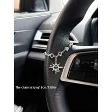 Starry Sky Sun Car Pendant, Rhinestone Sun Charm Vintage Alloy Decor For Car Steering Wheel - A - View 5
