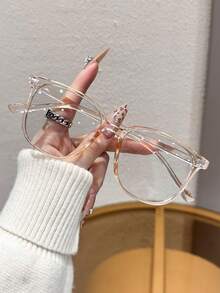 1件彩色几何美甲贴，现代简约风格，女士时尚变色眼镜，适合街头摄影、户外活动、音乐节、驾车、夏季海滩度假、户外旅行 - 1pc 透茶框-灰色 - 查看 4