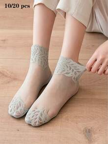 5 đôi tất ngắn lưới thoáng khí ren dành cho nữ, thích hợp cho mùa xuân/hè. - màu đen - Xem 23