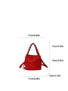 Bolso cuadrado portátil de material de PU impermeable con diseño de patrón de letras, decoración con colgante de metal, bolso elegante portátil preparado, bolso de negocios y viajes, adecuad - Colores Pastel - Ver 9