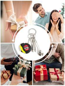 1pc Portable Mini Wrench Keychain, Creative Minimalist Adjustable Metal Multi-Function Wrench, Compact Multi-Tool Keyring With Screwdriver, Pliers, Ruler Functions, Adjustable Portable Tool Accessory, Backpack Keychain, Gift For Boyfriend, Birthday - Multicolor - View 8