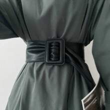 A Stylish And Exquisite Simple Solid-Color Wide Leather Belt Women, An Accessory To Pair With Coats And Wide-Leg Pants, Suitable Daily Work, Casual Outings, Holidays, Events, Banquets, And Parties - 紅色 - 查看 1