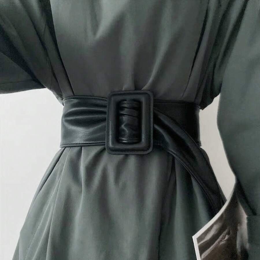 A Stylish And Exquisite Simple Solid-Color Wide Leather Belt Women, An Accessory To Pair With Coats And Wide-Leg Pants, Suitable Daily Work, Casual Outings, Holidays, Events, Banquets, And Parties - 紅色 - 查看 1