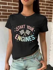 Dam-T-shirts - Svart - Visa 2