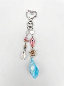 1 Peça Chaveiro Artesanal com Contas, Pingente de Concha, Estrela do Mar e Peixe, Acessório Fofo de Praia para Bolsa/Carro, Presente Ideal para Amigos, Família, Feriados, Dia das Mães, Dia dos Namorados, Formatura, Dia do Professor - Multicolorido - Visão 17