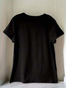 [Último Modelo] Camiseta con Estampado Creativo de Frutas, Camiseta Básica Casual de Cuello Redondo, Camiseta de Manga Corta para Vacaciones de Primavera y Verano, Ropa Deportiva para Mujer, Ropa Nueva para Mujer, Lavable a Máquina, Adecuada para primavera, verano y otoño. - Negro - Ver 2