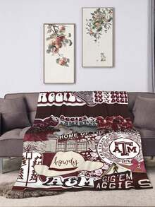 Texas A&M Merch Aggies Throw Blanket Warm Blankets Breathable Air Conditioner Blanket For Car Classic Outdoor Blankets For Picnic For All Season - màu đen - Xem 6