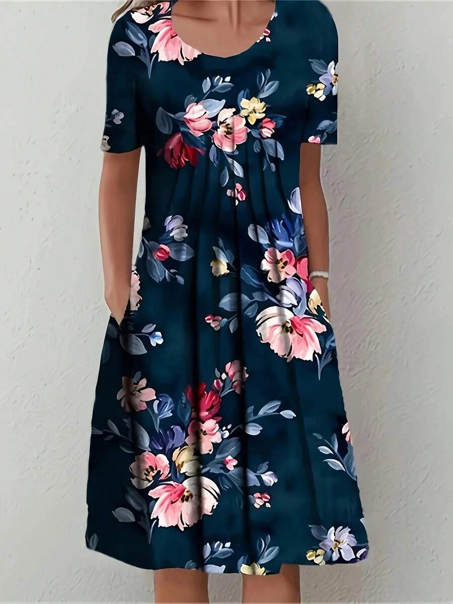 Vestido elegante de talla grande para mujer, vestido informal holgado, vestido para mujer, nuevo temperamento - Rojo - Ver 1