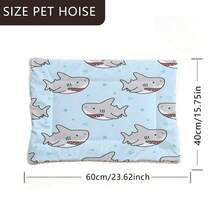 1 buah Alas Kasur Hewan Peliharaan Lembut, Desain Hiu Kartun, Alas Kandang Anjing yang Dapat Dicuci, Cocok untuk Anjing Kecil/Sedang/Besar, Bantal Kandang Anjing Bolak-balik, Alas Kasur Kucing, 4 Musim - MultiWarna - View 9