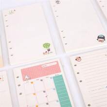 Cuaderno de hojas sueltas A5 A6 Kawaii, 45 hojas, recarga de papel, carpeta en espiral, índice, página interior, Agenda diaria, mensual y semanal - mensual - Ver 2