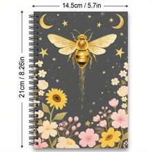 1pc Spiral Bound Notebook With Horizontal Lines, Black Spiral Binding, Suitable For Students And Office Use - H - View 2