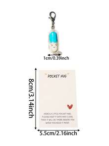 20pcs/Set "Pocket Hug" Pill-Shaped Keychain And Thank You Card, Perfect "Thank You" Gift For Best Friends, Cute Accessory For Wallet, Backpack Or Car, Ideal For Thanksgiving | Unique Decoration And Sweet Expression Of Gratitude For Friends - A - View 4