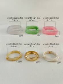 Set de 4 pulseras de encanto, pulsera dorada, pulsera de resina, pulsera verde, pulsera ancha, pulsera gruesa, set de pulseras mixtas de oro y blanco, set de pulseras, pulsera ancha, pulsera de mujer, regalo para ella - Multicolor - Ver 10