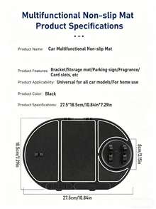 1pc Multi-Function Car Anti-Slip Mat, Phone Holder, Dashboard Storage Rack, Glasses Holder, Parking Card Organizer, Car Interior Accessory - One Size Fits All - View 11