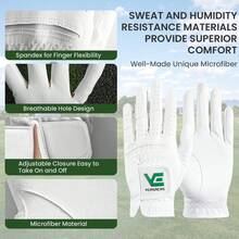 FINGER TEN Men's Golf Gloves, Left Hand Rain Grip Design, All Weather Breathable Durable Fit, Suitable For Right Handed Golfers Daily Play Outdoor Training, Available In Small Medium Large XL Classic White 1 Pack - White - View 3