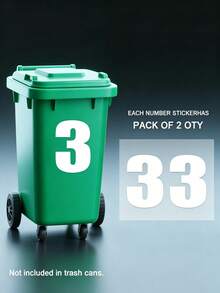 2pcs White Number Stickers For Outdoor Trash Cans, Self-Adhesive Number Stickers, Durable PVC Self-Adhesive, Large Commercial Grade, High Visibility Reflective Trash Can Labels, Suitable For Wheeled Trash Cans, Large Trash Cans, Car Trash Cans, Garage Organization - A - View 21