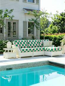 1pc Striped Print Milk Silk Sofa Cover, High Elasticity Dust-Proof Removable Washable All-Season Sofa Slipcover, Suitable For Patio, Garden, Poolside And Multiple Occasions, Single Piece Sold Not Set Sofa Protector - Multicolor - View 7