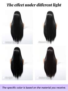 30 Inch 13x4 Lace Black Front Wig For Women Long Straight Synthetic Hair Wig Pre Plucked Natural Hairline Heat Resistant Glueless Hair Wig For Daily Party Cosplay Natural Looking Lightweight Breathable Soft Smooth Hair Easy Wear Daily Use Versatile - 黑色 - 查看 11