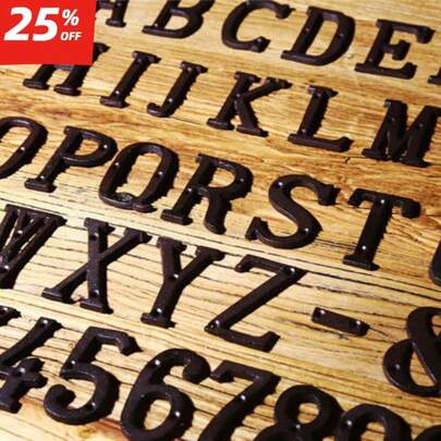 Retro Wrought Iron House Number Letter Black Antique Cast Iron DIY Door Alphabet Numeral Home Decor