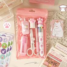 粉色猫爪可爱文具套装，少女心学生奖励奖品，创意多件文具批发组合 - 彩色 - 查看 6