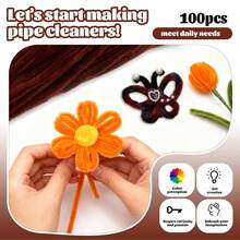 Giwrmu 100 Pieces Pipe Cleaners, Brown Pipe Cleaners Craft, Fuzzy Sticks Craft Supplies Chenille Stem For Mother'S Day Creative Handmade DIY Art Gifts For Mom Craft Project - ColorE - View 4