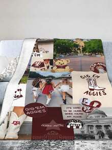 Texas A&M Merch Aggies Throw Blanket Warm Blankets Breathable Air Conditioner Blanket For Car Classic Outdoor Blankets For Picnic For All Season - màu đen - Xem 3