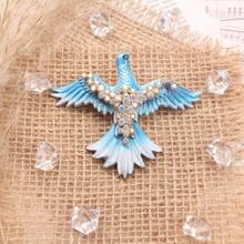 Rainbow Phoenix Brooch, Gold-Tone With Ombre Enamel & AB Rhinestone, Women's Fantasy Bird Pin For Coat, Scarf & Gift - Màu tím hoa cà - Xem 9