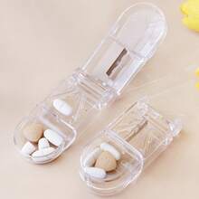 1pc Portable Adult & Child Pill Crusher Grinder, Compact Outdoor Pill Storage Box, Refillable Pill Vitamin Medicine Container With Dispenser, Suitable For Vacation Travel, Lightweight Travel Essential Like Cod Liver Oil - Multicolor - View 7