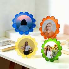 1pc Of Acrylic Minimalist Style Color Wave Decorative Photo Frame 4x4in Can Be Placed Horizontally And Vertically (Without Photo Paper) - Circular Waves - View 1