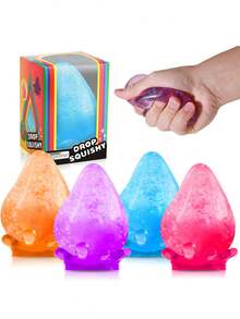 Drop Squishy Toys, Transparent Teardrop Shape Slow Rising Stress Relief Toy, Soft TPR Squishy Fidget Toy For Kids Adults, Anxiety Relief Hand Sensory Toy For Office Classroom, Cute Colorful Squeeze Ball For Party Favors, Birthday Gift, Stocking Stuffers - Multicolor - View 1