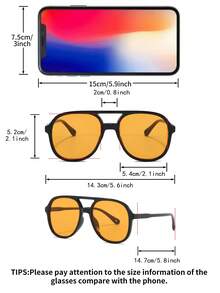1 Pair Men's Black Round PC Frame Glasses, Minimalist Solid Color Retro Double Bridge Street Style Vacation Fashion Eyewear - Black - View 4