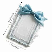 Nuevo soporte para sesión fotográfica de encaje dulce, diseño estético, Protector de tarjetas de identificación con volantes y lazo, funda transparente para tarjetas de moda coreana - Blanco - Ver 6