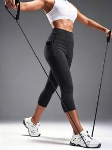 2pcs/Set Leggings deportivos para mujer, pantalones de yoga ajustados, mallas de compresión de 3/4 de largo para fitness y running - Multicolor - Ver 3