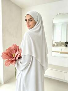 Bộ 2 món váy Abaya Khimar rộng rãi, thoải mái bằng vải Nida dành cho nữ, thích hợp cho việc cầu nguyện ngoài trời, phù hợp cho mọi mùa, trang phục Hồi giáo, khăn trùm đầu cầu nguyện (Hijab), trang phục ngày lễ. - Nhiều màu - Xem 21