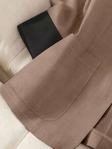 Blazer ligero de verano con cuello de contraste, uso casual/laboral, de 3/4 de manga para mujer - Marrón - Ver 7