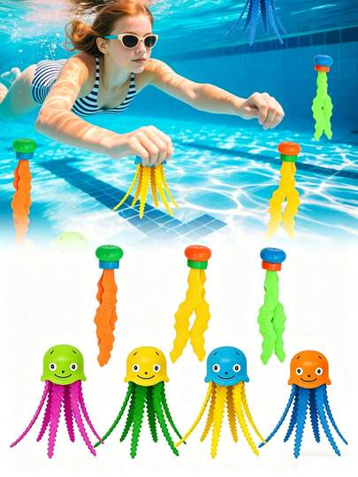 4 piezas de equipo de buceo con forma de calamar de PVC de colores aleatorios, juego de fiesta para adultos, juguete para atrapar bajo el agua en la piscina de verano, flotante en la superficie del agua, flotador inflable para piscina, juguete para piscina, fiesta en la piscina, accesorios para piscina, juguete educativo para lanzar, regalo para piscina al aire libre, adecuado para Halloween/Navidad/Acción de Gracias. Piscina, juguetes de piscina, juguetes de estanque.