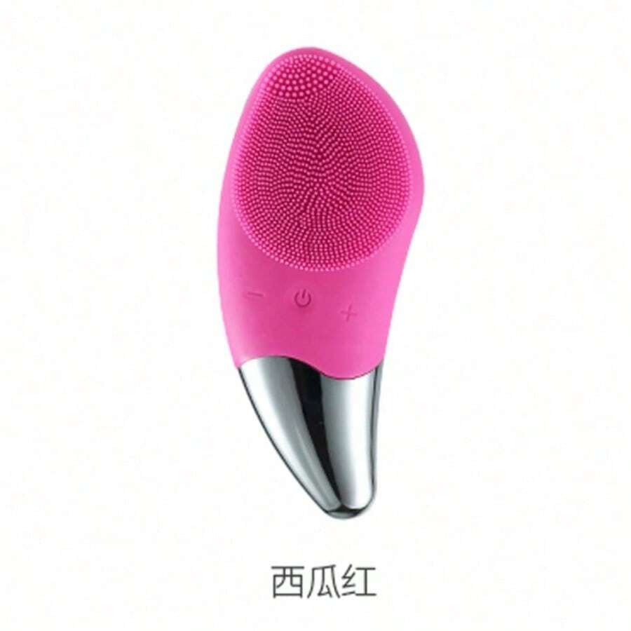 New Rechargeable Silicone Cleanser Electric Face Wash Instrument Introducer Mini Waterproof Ultrasonic Pore Cleaner - BR1020 可充電紅色 - 查看 1