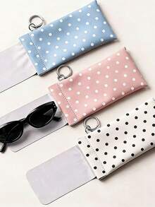 1pc Polka Dot Eyeglass Pouch With Keychain Portable Scratch-Resistant Soft Glasses Case For Women, Durable Eyewear Storage Bag, Perfect For Daily Use, Travel - Multicolor - View 4