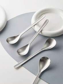Matte Stainless Steel Spoon, Soup Spoon, Breakfast, Yogurt, Dessert Spoon, Eating, Mixing Spoon - View 2