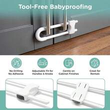 4-Piece/Adjustable U-Shaped Safety Cabinet Lock - Suitable For Infants And Pets, Suitable For Kitchens, Bathrooms, Drawers, Etc. ABS Material - Multicolor - View 6