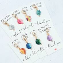 8pcs Mini Shell Keychain Set, Includes Small Hugging Greeting Card, Thank You Card, Summer, Teacher's Day, Travel, Birthday, Graduation, Wedding, Party Ideal Gift Choice. - Multicolor - View 3