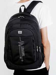 Sac à dos pour ordinateur portable résistant à l'eau noir pour hommes, sac à dos scolaire et de voyage décontracté grande capacité avec imprimé graphique, sac à dos de jour en nylon léger pour le travail et les activités de plein air, sac à dos durable pour l'université - Noir - Voir 7