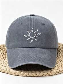 1 buah Topi Baseball Unisex Bordir Matahari & Bulan Bahan Lembut yang Dicuci - Khaki - View 11